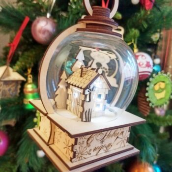 Intra απο ξύλο plywood 3mm-4mm πάχος - Χριστουγεννιάτικο ντεκόρ ξύλινο φωτιστικό μπάλας Δίασταση 30x30 cm Intraeaxys-6o3ywzq7 - Image 1