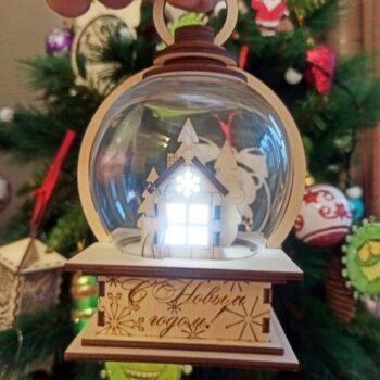 Intra απο ξύλο plywood 3mm-4mm πάχος - Χριστουγεννιάτικο ντεκόρ ξύλινο φωτιστικό μπάλας Δίασταση 30x30 cm Intraeaxys-6o3ywzq7 - Image 3