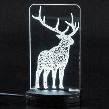 Intra απο ξύλο plywood 3mm-4mm πάχος - Χριστουγεννιάτικο ακρυλικό 3D φως νύχτας ελαφιού Δίασταση 20x20 cm Intraeaxys-e1gk2nyo - Image 1