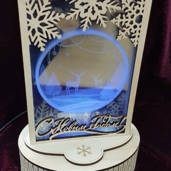 Intra απο ξύλο plywood 3mm-4mm πάχος - Χριστουγεννιάτικο Φωτιστικό Διακοσμητικό Φωτιστικό Κόντρα πλακέ 3mm Γυαλί 1mm Δίασταση 30x30 cm Intraeaxys-91jd4d81 - Image 1