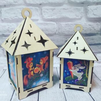 Intra απο ξύλο plywood 3mm-4mm πάχος - Χριστουγεννιάτικο Φανάρι Διακόσμηση Γιορτινό Φανάρι Δίασταση 30x30 cm Intraeaxys-ro6y0e37 - Image 1