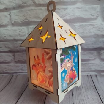 Intra απο ξύλο plywood 3mm-4mm πάχος - Χριστουγεννιάτικο Φανάρι Διακόσμηση Γιορτινό Φανάρι Δίασταση 30x30 cm Intraeaxys-ro6y0e37 - Image 3