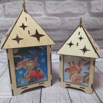 Intra απο ξύλο plywood 3mm-4mm πάχος - Χριστουγεννιάτικο Φανάρι Διακόσμηση Γιορτινό Φανάρι Δίασταση 30x30 cm Intraeaxys-ro6y0e37 - Image 4