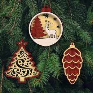 Intra απο ξύλο plywood 3mm-4mm πάχος - Χριστουγεννιάτικα στολίδια με στρώσεις Δίασταση 10x10 cm Intraeaxys-yon0gvx7