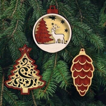 Intra απο ξύλο plywood 3mm-4mm πάχος - Χριστουγεννιάτικα στολίδια με στρώσεις Δίασταση 10x10 cm Intraeaxys-yon0gvx7 - Image 1