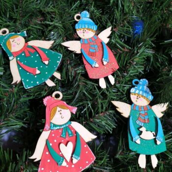 Intra απο ξύλο plywood 3mm-4mm πάχος - Χριστουγεννιάτικα Κρεμαστά Στολίδια Ξύλινοι Άγγελοι Διακοσμήσεις Χριστουγεννιάτικου Δέντρου Δίασταση 10x10 cm Intraeaxys-lopq9y67 - Image 1