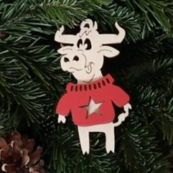 Intra απο ξύλο plywood 3mm-4mm πάχος - Χριστουγεννιάτικο Στολίδι Πρωτοχρονιάς 2021 Ταύρος Δίασταση 10x10 cm Intraeaxys-eo0q6z31 - Image 1