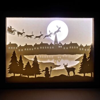 Intra απο ξύλο plywood 3mm-4mm πάχος - Χριστουγεννιάτικο κουτί σκιών Νυχτερινή ελαφριά κοπή χαρτιού Δίασταση 30x30 cm Intraeaxys-pok3yek7 - Image 1