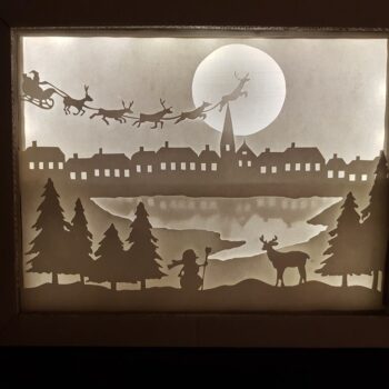 Intra απο ξύλο plywood 3mm-4mm πάχος - Χριστουγεννιάτικο κουτί σκιών Νυχτερινή ελαφριά κοπή χαρτιού Δίασταση 30x30 cm Intraeaxys-pok3yek7 - Image 6