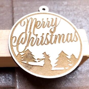 Intra απο ξύλο plywood 3mm-4mm πάχος - Χαρούμενα Χριστούγεννα στολίδι Δίασταση 10x10 cm Intraeaxys-m1d6xjd7 - Image 1