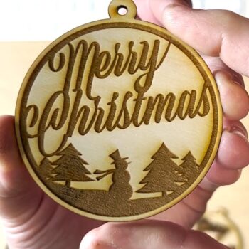 Intra απο ξύλο plywood 3mm-4mm πάχος - Χαρούμενα Χριστούγεννα στολίδι Δίασταση 10x10 cm Intraeaxys-m1d6xjd7 - Image 3