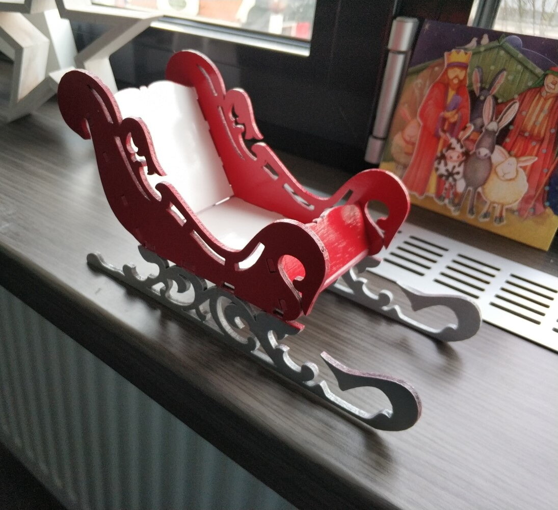 Intra απο ξύλο plywood 3mm-4mm πάχος - Χριστουγεννιάτικο έλκηθρο Άγιου Βασίλη 3mm Δίασταση 30x30 cm Intraeaxys-e1gkvlyo