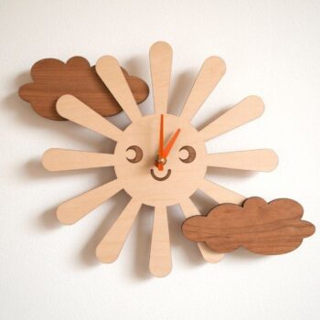 Intra απο ξύλο plywood 3mm-4mm πάχος - Ξύλινο Happy Sun Clock Δίασταση 30x30 cm Intraeaxys-eoxp8mx7 - Image 1
