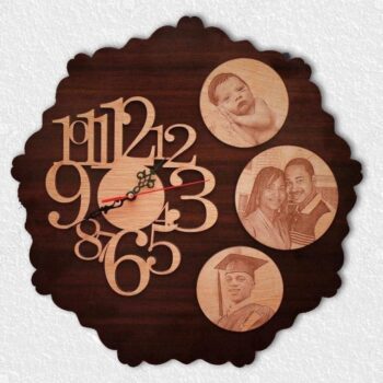 Intra απο ξύλο plywood 3mm-4mm πάχος - Φωτογραφικό ρολόι τοίχου Δίασταση 30x30 cm Intraeaxys-eo2zkd3o - Image 1