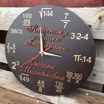 Intra απο ξύλο plywood 3mm-4mm πάχος - Δώρο ρολόι τοίχου για καθηγητή μαθηματικών Δίασταση 30x30 cm Intraeaxys-yone0nko - Image 1