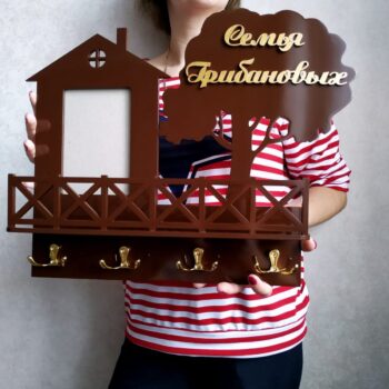 Intra απο ξύλο plywood 3mm-4mm πάχος - Διακοσμητικό ράφι τοίχου με κρεμάστρα Δίασταση 30x30 cm Intraeaxys-6o3ynyq7 - Image 1