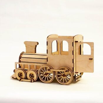Intra απο ξύλο plywood 3mm-4mm πάχος - Steam Locomotive Pen Organizer με Κουμπαρά Δίασταση 30x30 cm Intraeaxys-yon05ek7 - Image 4