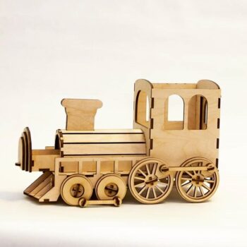 Intra απο ξύλο plywood 3mm-4mm πάχος - Steam Locomotive Pen Organizer με Κουμπαρά Δίασταση 30x30 cm Intraeaxys-yon05ek7 - Image 5