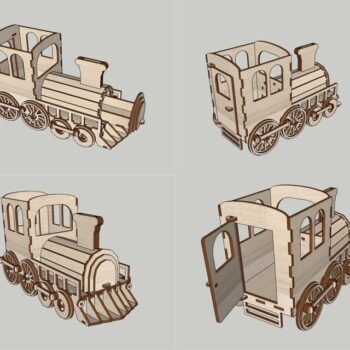 Intra απο ξύλο plywood 3mm-4mm πάχος - Steam Locomotive Pen Organizer με Κουμπαρά Δίασταση 30x30 cm Intraeaxys-yon05ek7 - Image 6