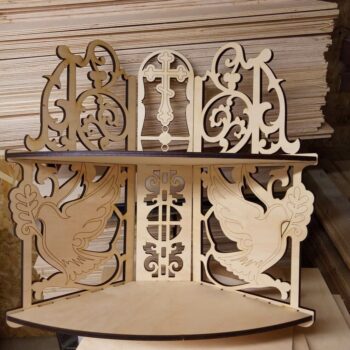 Intra απο ξύλο plywood 3mm-4mm πάχος - Γωνιακό ράφι για εικονοστάσι Δίασταση 30x30 cm Intraeaxys-zo9ykqw7 - Image 1