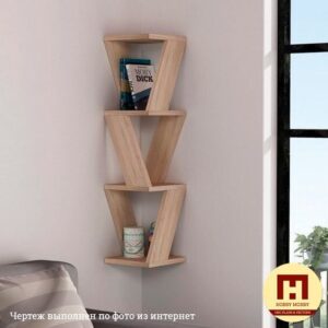 Intra απο ξύλο plywood 3mm-4mm πάχος - Γωνιακό ράφι τοίχου 18 mm Πρότυπο Δίασταση 30x30 cm Intraeaxys-075y568o