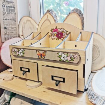 Intra απο ξύλο plywood 3mm-4mm πάχος - Cosmetics Jewelry Organizer Κουτί αποθήκευσης με συρτάρια 6mm Δίασταση 30x30 cm Intraeaxys-eoxl5kqo - Image 1