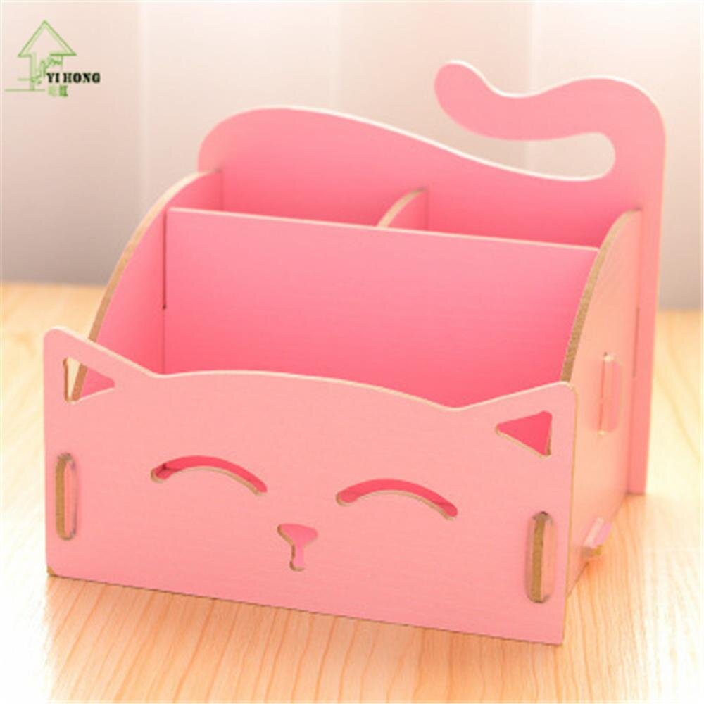 Intra απο ξύλο plywood 3mm-4mm πάχος - Cute Cat Desktop Storage Box Organizer Μαρκαδόρος Δίασταση 30x30 cm Intraeaxys-lopqlmx7