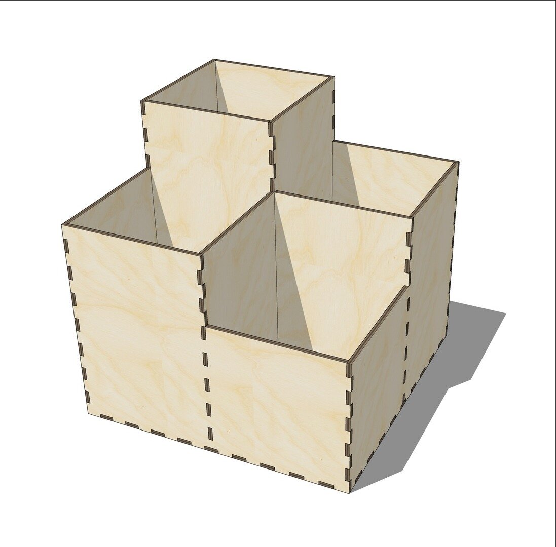 Intra απο ξύλο plywood 3mm-4mm πάχος - 4 Ενότητα Desktop Organizer Πινέλο μολυβιού Δίασταση 30x30 cm Intraeaxys-e1gk238o