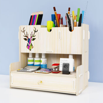 Intra απο ξύλο plywood 3mm-4mm πάχος - Βάση στυλό Creative Student Desktop Desktop Storage Rack Organizer Δίασταση 30x30 cm Intraeaxys-r1z26921 - Image 1