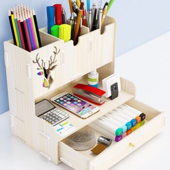 Intra απο ξύλο plywood 3mm-4mm πάχος - Βάση στυλό Creative Student Desktop Desktop Storage Rack Organizer Δίασταση 30x30 cm Intraeaxys-r1z26921 - Image 3