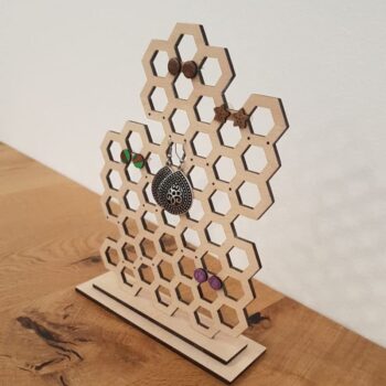 Intra απο ξύλο plywood 3mm-4mm πάχος - Ξύλινο Σκουλαρίκι Βάση Οθόνης Κυψελοειδή Σκουλαρίκια Organizer Κρεμαστό κόσμημα Organizer για καρφωτά σκουλαρίκια Δίασταση 3x3 cm Intraeaxys-joekrz8o - Image 4