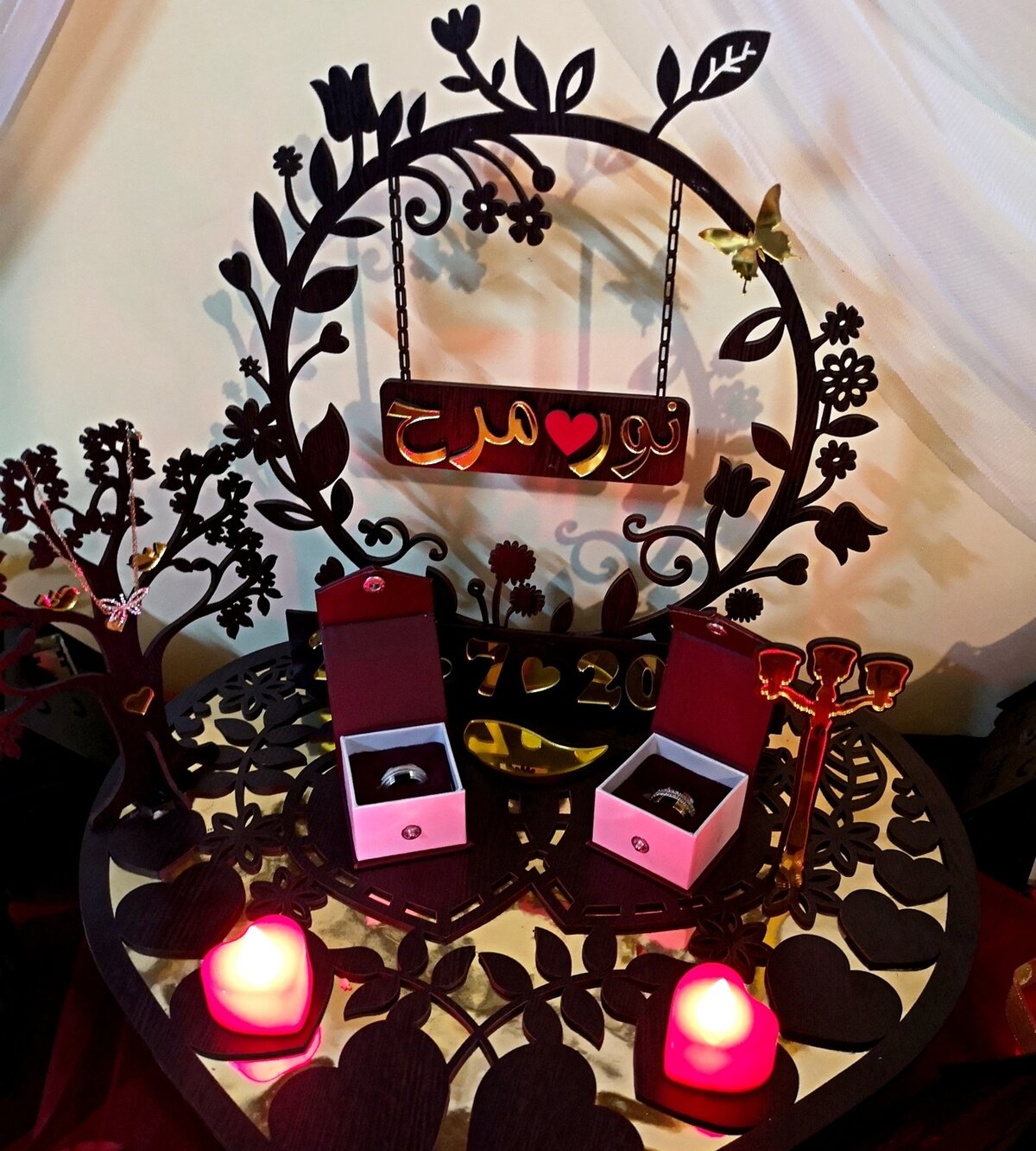 Intra απο ξύλο plywood 3mm-4mm πάχος - Δίσκος δαχτυλιδιών αρραβώνων Awesome Δαχτυλίδι για ζευγάρια Δίασταση 30x30 cm Intraeaxys-67wlyy81