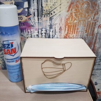 Intra απο ξύλο plywood 3mm-4mm πάχος - Κουτί αποθήκευσης μάσκας προσώπου με καπάκι Δίασταση 30x30 cm Intraeaxys-joedz451 - Image 3