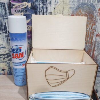 Intra απο ξύλο plywood 3mm-4mm πάχος - Κουτί αποθήκευσης μάσκας προσώπου με καπάκι Δίασταση 30x30 cm Intraeaxys-joedz451 - Image 4