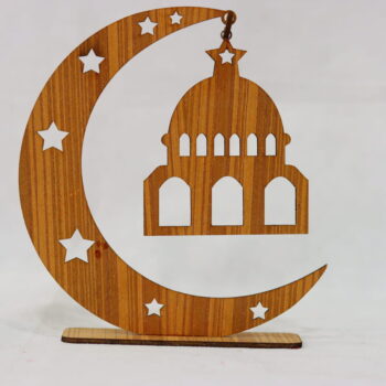 Intra απο ξύλο plywood 3mm-4mm πάχος - Ημισέληνος με Ισλαμική Διακοσμητική Βάση Τζαμί Δίασταση 30x30 cm Intraeaxys-r7vm9w67 - Image 5