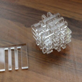 Intra απο ξύλο plywood 3mm-4mm πάχος - Burr Criss Cross Cube Puzzle Burr Box Puzzle Δίασταση 30x30 cm Intraeaxys-r1z23dn1 - Image 3