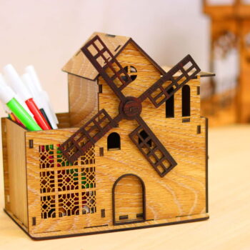 Intra απο ξύλο plywood 3mm-4mm πάχος - Οργανωτής γραφείου σε σχήμα ανεμόμυλου με συρτάρι Δίασταση 30x30 cm Intraeaxys-ro6ye2n7 - Image 9