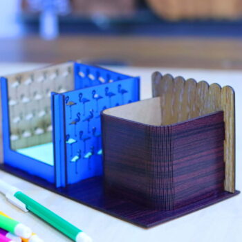 Intra απο ξύλο plywood 3mm-4mm πάχος - Αυτοκόλλητες σημειώσεις με θήκη για στυλό Δίασταση 30x30 cm Intraeaxys-67wl68w1 - Image 5