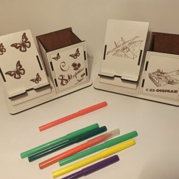 Intra απο ξύλο plywood 3mm-4mm πάχος - Μολυβοθήκη με τηλέφωνο Δίασταση 30x30 cm Intraeaxys-pok354d7 - Image 1