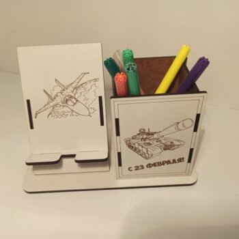 Intra απο ξύλο plywood 3mm-4mm πάχος - Μολυβοθήκη με τηλέφωνο Δίασταση 30x30 cm Intraeaxys-pok354d7 - Image 3