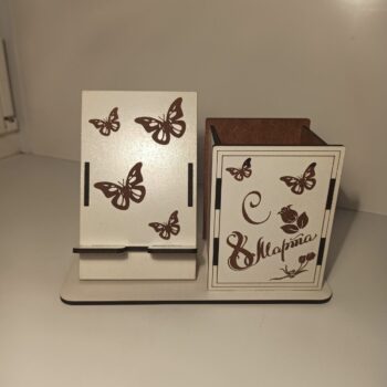 Intra απο ξύλο plywood 3mm-4mm πάχος - Μολυβοθήκη με τηλέφωνο Δίασταση 30x30 cm Intraeaxys-pok354d7 - Image 4