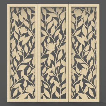Intra απο ξύλο plywood 3mm-4mm πάχος - Magnolia Leaves Pattern Διάτρητα πάνελ οθόνης Δίασταση 30x30 cm Intraeaxys-67wlj0w1 - Image 1