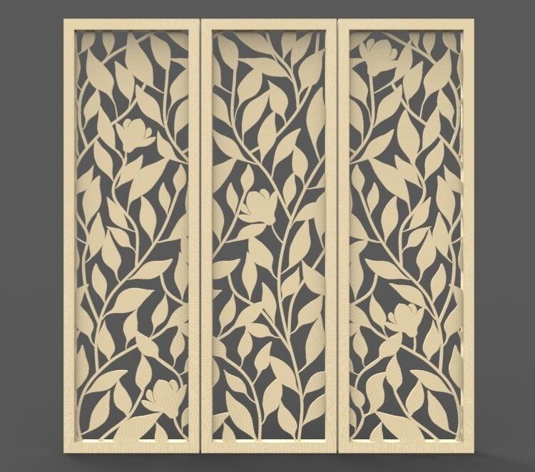 Intra απο ξύλο plywood 3mm-4mm πάχος - Magnolia Leaves Pattern Διάτρητα πάνελ οθόνης Δίασταση 30x30 cm Intraeaxys-67wlj0w1