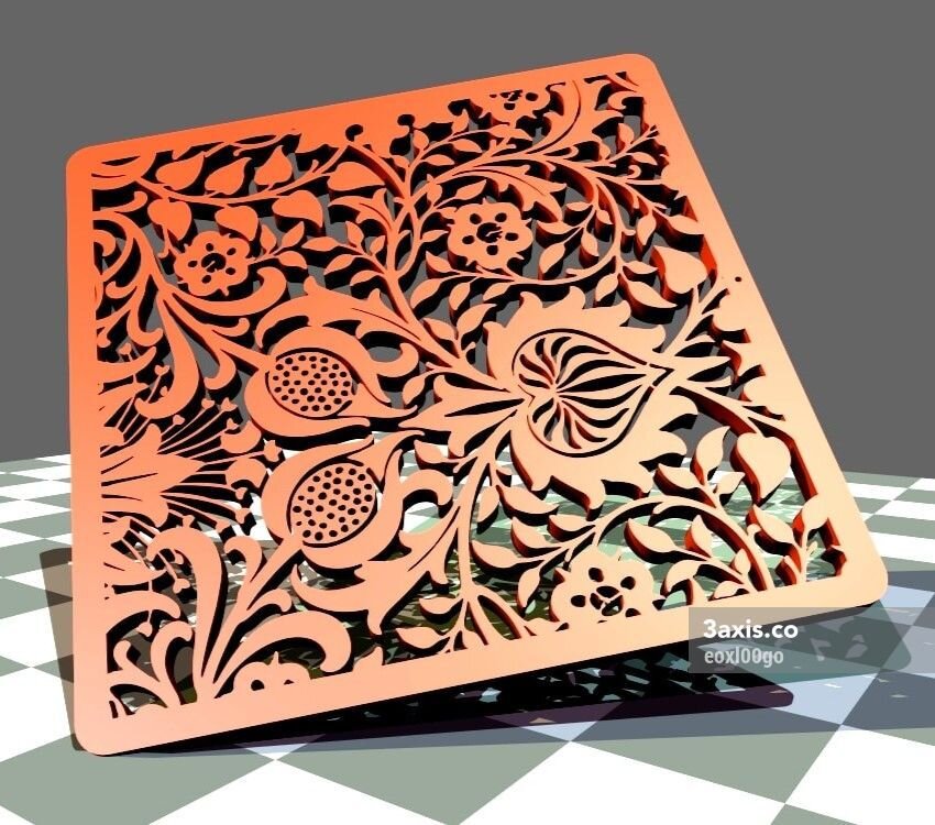 Intra απο ξύλο plywood 3mm-4mm πάχος - Floral μοτίβο σιλουέτας Δίασταση 30x30 cm Intraeaxys-eoxl00go