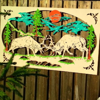 Intra απο ξύλο plywood 3mm-4mm πάχος - Διακόσμηση τοίχου εξωτερικού χώρου με φράχτη κήπου Art Fighting Deer Δίασταση 30x30 cm Intraeaxys-r7vmg657 - Image 1