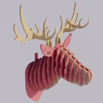 Intra απο ξύλο plywood 3mm-4mm πάχος - Διακόσμηση τοίχου με κεφαλή ελαφιού Δίασταση 30x30 cm Intraeaxys-ro6yr6m7 - Image 1