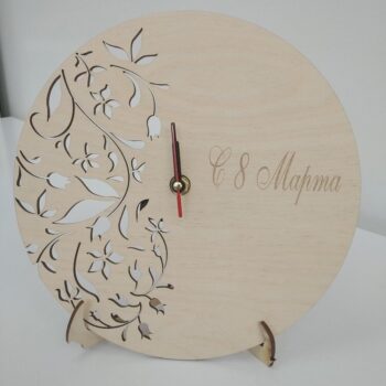 Intra απο ξύλο plywood 3mm-4mm πάχος - Σύγχρονο λουλουδάτο ρολόι Δίασταση 30x30 cm Intraeaxys-51rrepr1 - Image 1