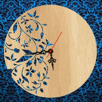 Intra απο ξύλο plywood 3mm-4mm πάχος - Σύγχρονο λουλουδάτο ρολόι Δίασταση 30x30 cm Intraeaxys-51rrepr1 - Image 3