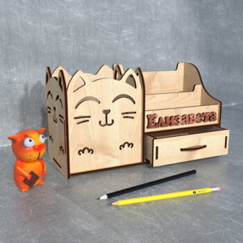 Intra απο ξύλο plywood 3mm-4mm πάχος - Cat Desk Organizer 4mm Δίασταση 30x30 cm Intraeaxys-joedqzn1 - Image 1