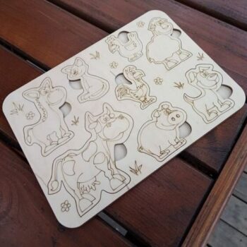 Intra απο ξύλο plywood 3mm-4mm πάχος - Παζλ με ξύλινα μανταλάκια με ζώα φάρμας Δίασταση 30x30 cm Intraeaxys-6o3y33k7 - Image 1